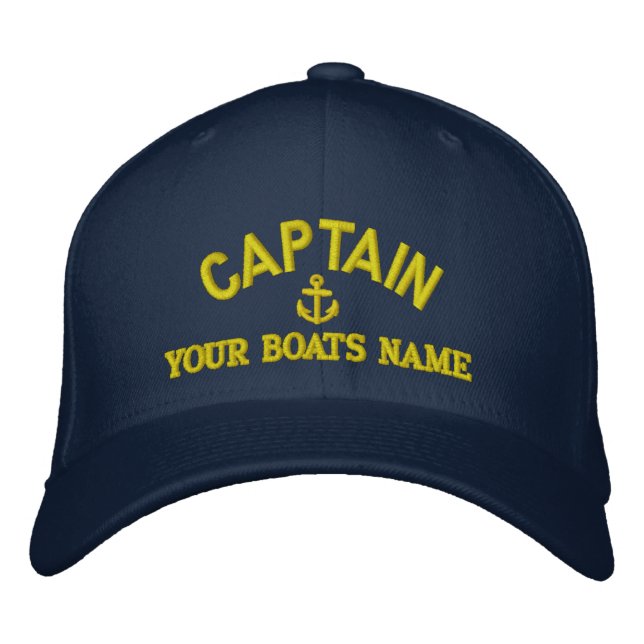 Personalised sailing captains embroidered hat (Front)