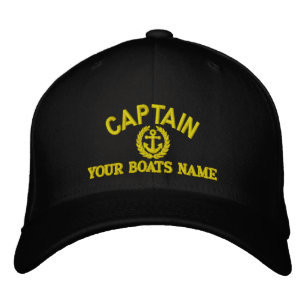 Personalised sailing captains with anchor embroidered hat