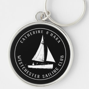 Personalised sailing club black vintage Keychain
