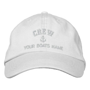 Personalised sailing crew White text Embroidered Hat