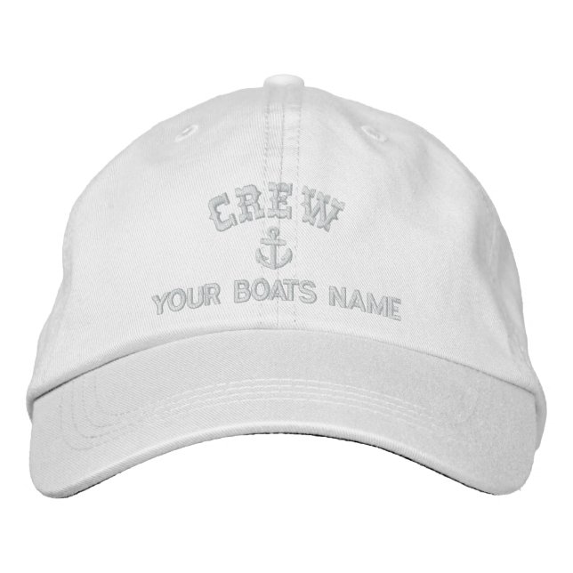 Personalised sailing crew White text Embroidered Hat (Front)
