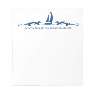 Personalised Sailing Ship Nautical Monogrammed Notepad