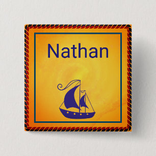 Personalised Sailing Ship with Rope Frame 15 Cm Square Badge