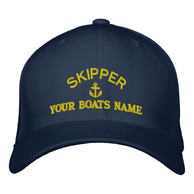 Personalised sailing skipper captains embroidered hat (Front)