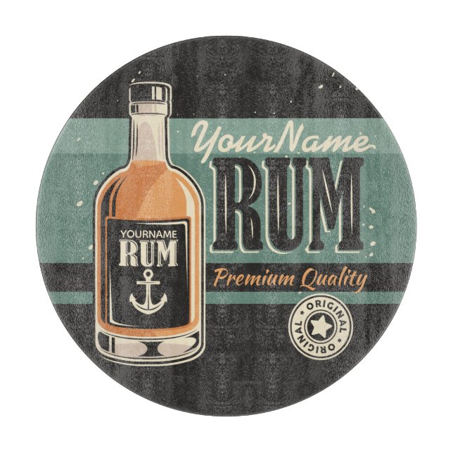 Personalised Sailor Rum Liquor Bottle Retro Sign  Cutting Board (Front)