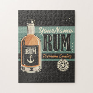 Personalised Sailor Rum Liquor Bottle Retro Sign Jigsaw Puzzle