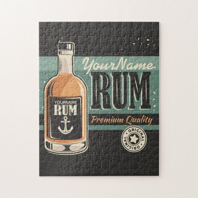 Personalised Sailor Rum Liquor Bottle Retro Sign Jigsaw Puzzle (Vertical)