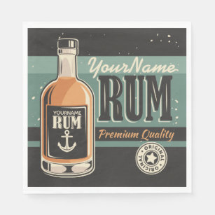 Personalised Sailor Rum Liquor Bottle Retro Sign  Napkin