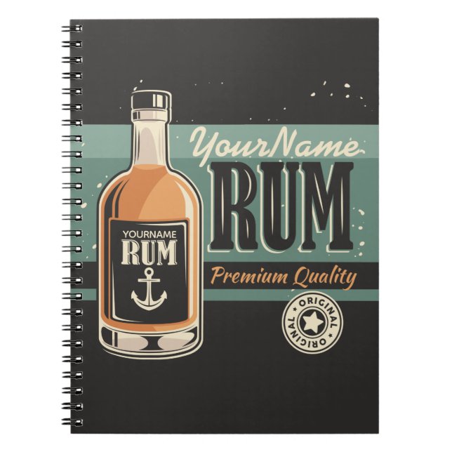 Personalised Sailor Rum Liquor Bottle Retro Sign  Notebook (Front)