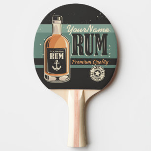 Personalised Sailor Rum Liquor Bottle Retro Sign Ping Pong Paddle