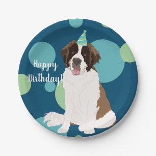 Personalised Saint Bernard Birthday  Paper Plate