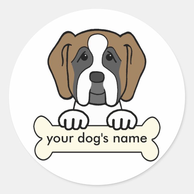 Personalised Saint Bernard Classic Round Sticker (Front)