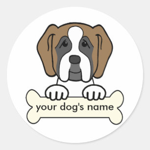 Personalised Saint Bernard Classic Round Sticker