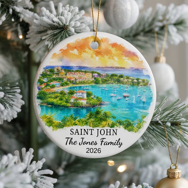 Personalised Saint John Ornament, Custom Caribbean Ceramic Ornament (Creator Uploaded)