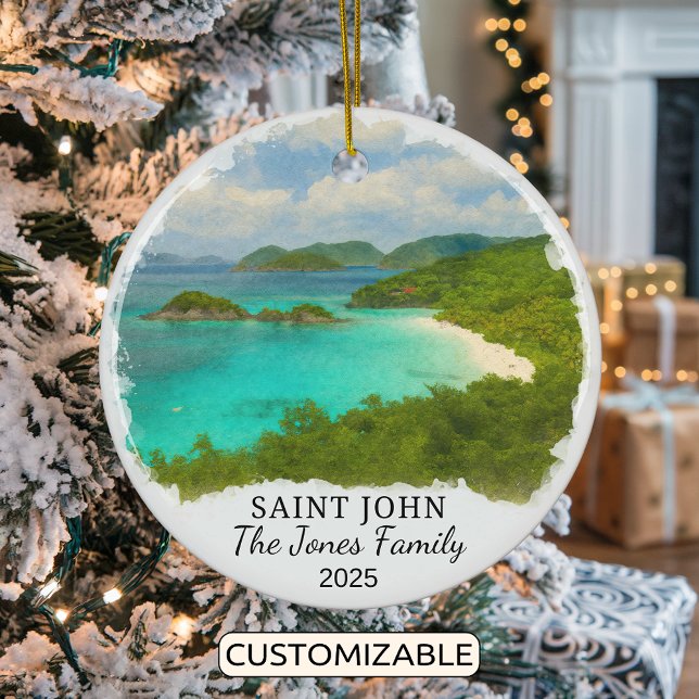 Personalised Saint John Ornament, Virgin Islands Ceramic Ornament (Creator Uploaded)