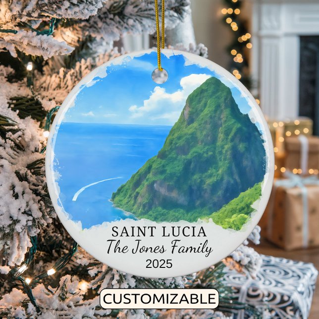 Personalised Saint Lucia Ornament, Caribbean Ceramic Ornament (Creator Uploaded)
