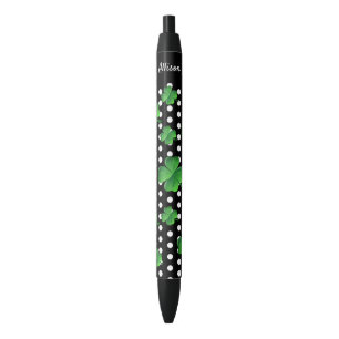 Personalised Saint Patricks Day Green Shamrock Black Ink Pen