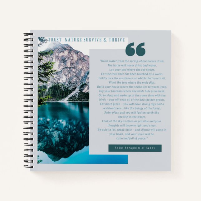 Personalised Saint Seraphim of Sarov Trust Nature Notebook (Front)