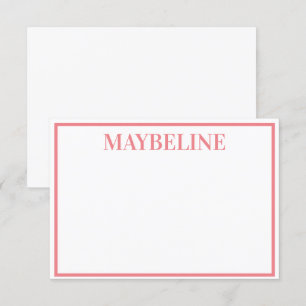 Personalised Salmon and White Flat Notecards