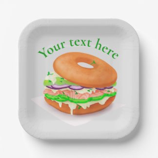 Personalised Salmon Bagel Paper Plate