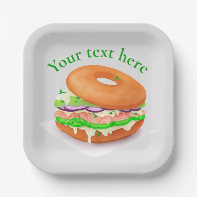 Personalised Salmon Bagel  Paper Plate (Front)