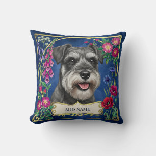Personalised Salt & Pepper Schnauzer Blue Cushion