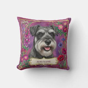 Personalised Salt & Pepper Schnauzer Pink Cushion