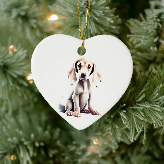 Personalised Saluki Puppy Ceramic Ornament (Tree)