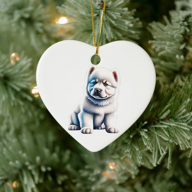 Personalised Samoyed Puppy Ceramic Ornament (Tree)