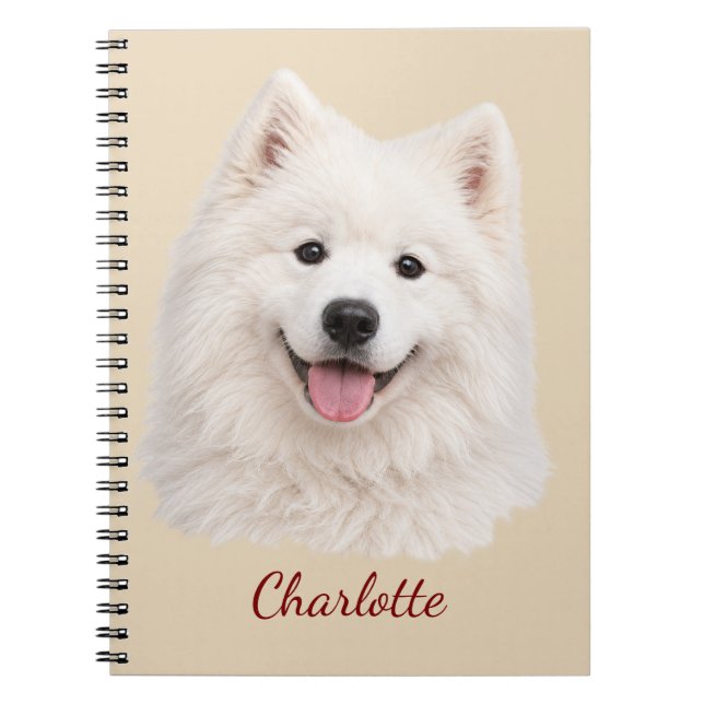 Personalised Samoyed with Custom Name Notebook (Front)