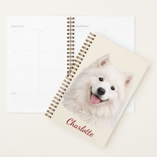 Personalised Samoyed with Custom Name Planner (Display)