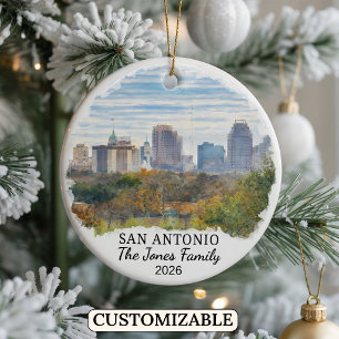 Personalised San Antonio Ornament, Custom Texas Ceramic Ornament