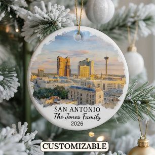 Personalised San Antonio Ornament, Custom Texas Ceramic Ornament