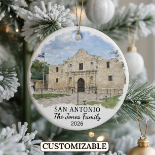 Personalised San Antonio Ornament, Custom Texas Ceramic Ornament