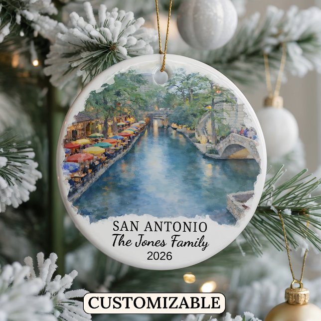 Personalised San Antonio Ornament, Custom Texas Ceramic Ornament (Creator Uploaded)