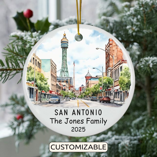 Personalised San Antonio Ornament, Texas Ceramic Ornament (Creator Uploaded)