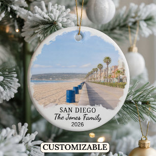 Personalised San Diego Ornament, Custom California Ceramic Ornament