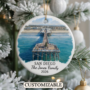 Personalised San Diego Ornament, Custom California Ceramic Ornament