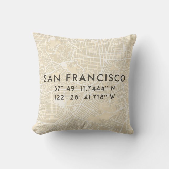 Personalised San Francisco Map | Beige Cushion (Front)