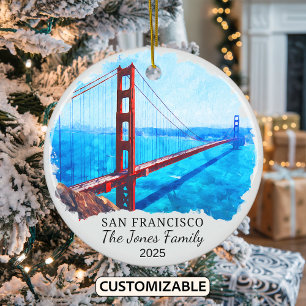 Personalised San Francisco Ornament, California Ceramic Ornament