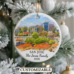 Personalised San Jose Ornament, Custom California Ceramic Ornament