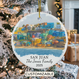 Personalised San Juan Ornament, Puerto Rico Ceramic Ornament