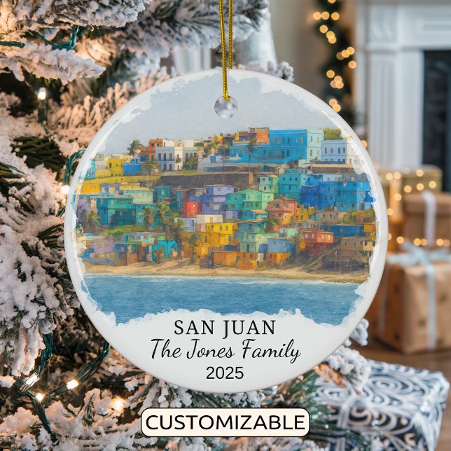 Personalised San Juan Ornament, Puerto Rico Ceramic Ornament (Creator Uploaded)