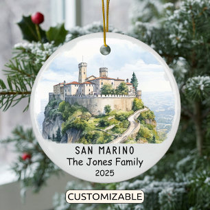 Personalised San Marino Ornament, Europe Ceramic Ornament