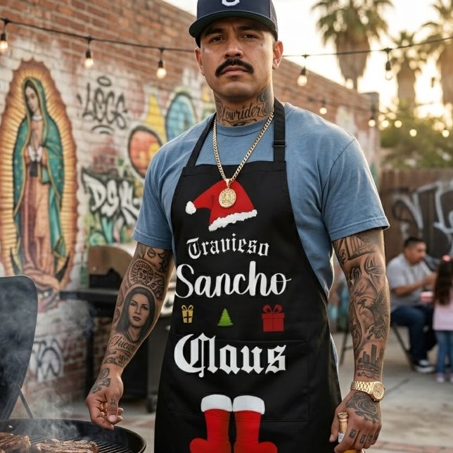 Personalised Sancho Claus Christmas Apron (Personalized Sancho Claus Christmas Apron)