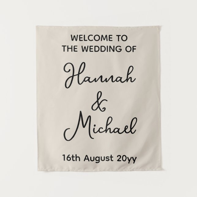 Personalised Sand Tan Welcome to Wedding Fabric Tapestry (Front)