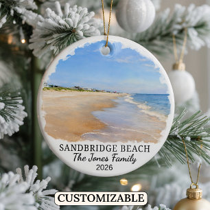 Personalised Sandbridge Beach Ornament, Custom Vir Ceramic Ornament