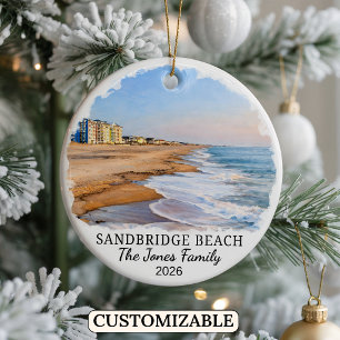Personalised Sandbridge Beach Ornament, Custom Vir Ceramic Ornament