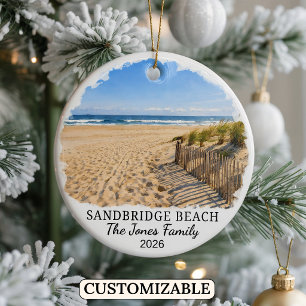 Personalised Sandbridge Beach Ornament, Custom Vir Ceramic Ornament
