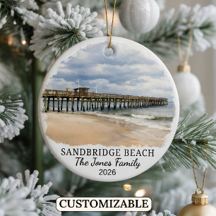 Personalised Sandbridge Beach Ornament, Custom Vir Ceramic Ornament